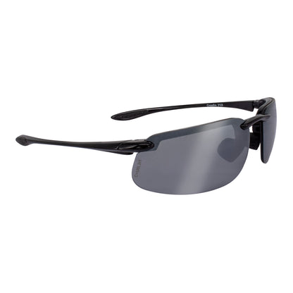 Crossfire ES4 - Premium Safety Eyewear - Crystal Black Frame - Polarized Silver Mirror Lens - Shiny Black / Silver Mirror