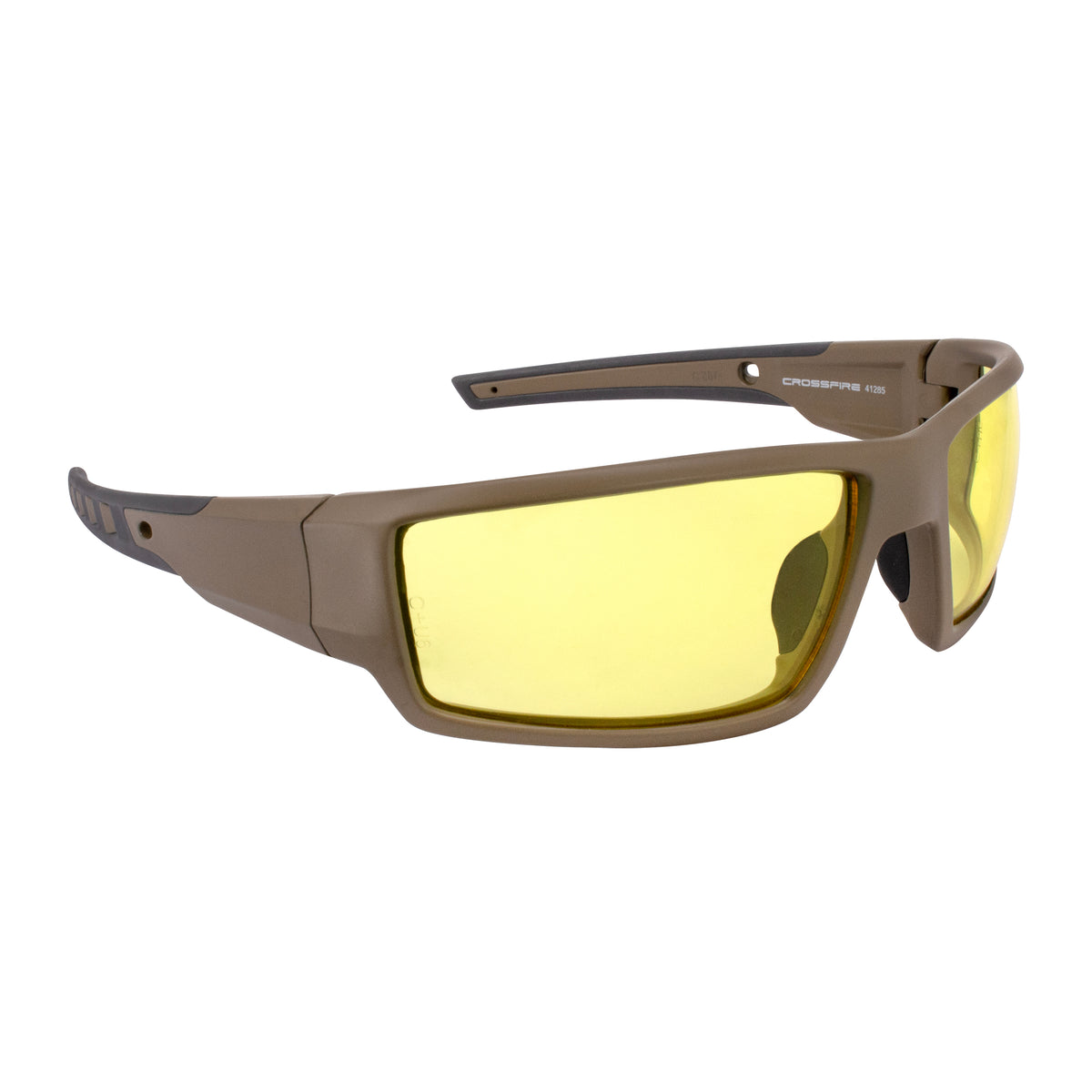 Crossfire CUMULUS - Premium Safety Eyewear - Aluminum Gray Frame - Amber Lens - Tan SDE / HD Yellow