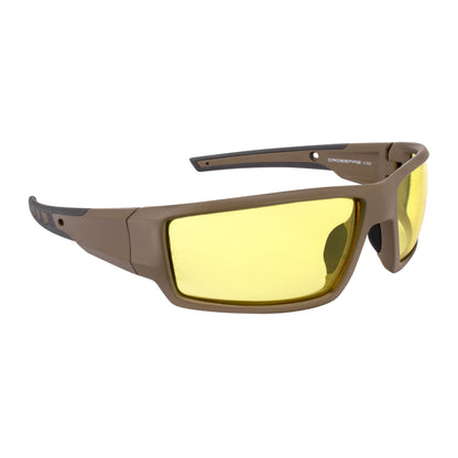 Crossfire CUMULUS - Premium Safety Eyewear - Aluminum Gray Frame - Amber Lens - Tan SDE / HD Yellow