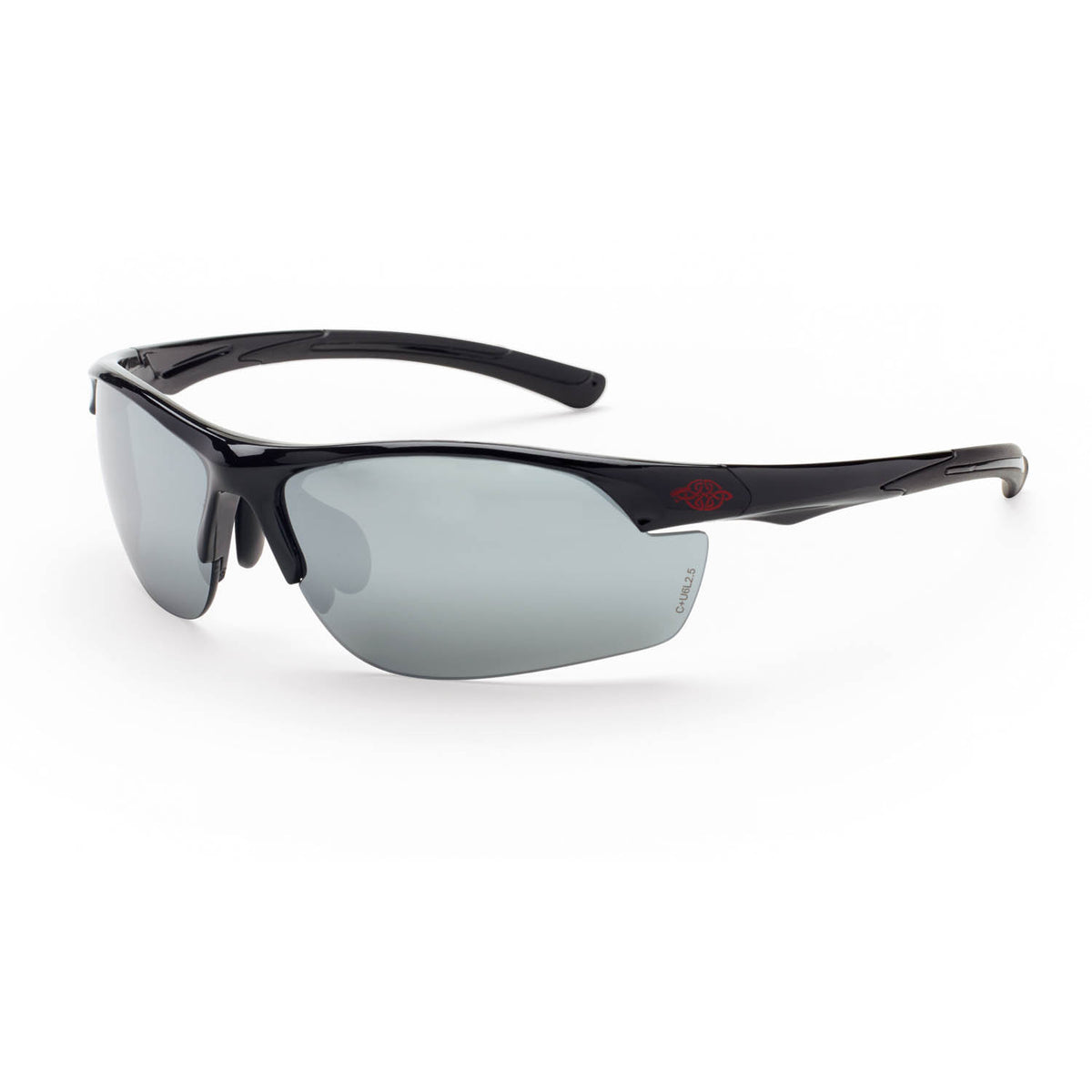 Crossfire AR3 - Premium Safety Eyewear - Crystal Black Frame - Super Dark Smoke Lens - Shiny Black / Silver Mirror