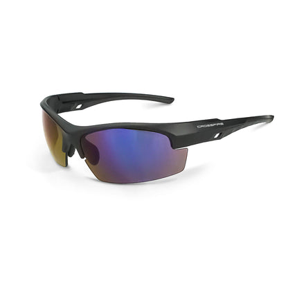 Crossfire CRUCIBLE - Premium Safety Eyewear - Crystal Brown Frame - HD Brown Lens - Matte Black / Blue Mirror