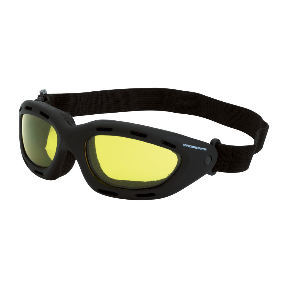 Crossfire ELEMENT - Foam Lined Safety Goggle - Black / Yellow AF