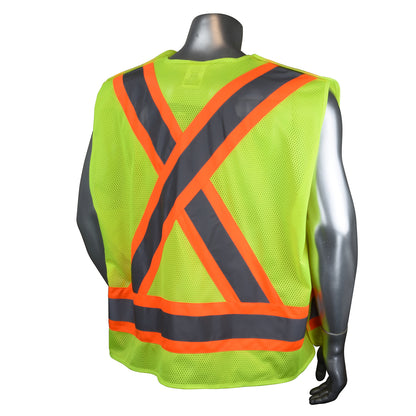 Radians SV020X-2 - Heavy Duty 7-Pocket Tear Away Cruiser Vest X-Back - Hi Vis Green - additional view