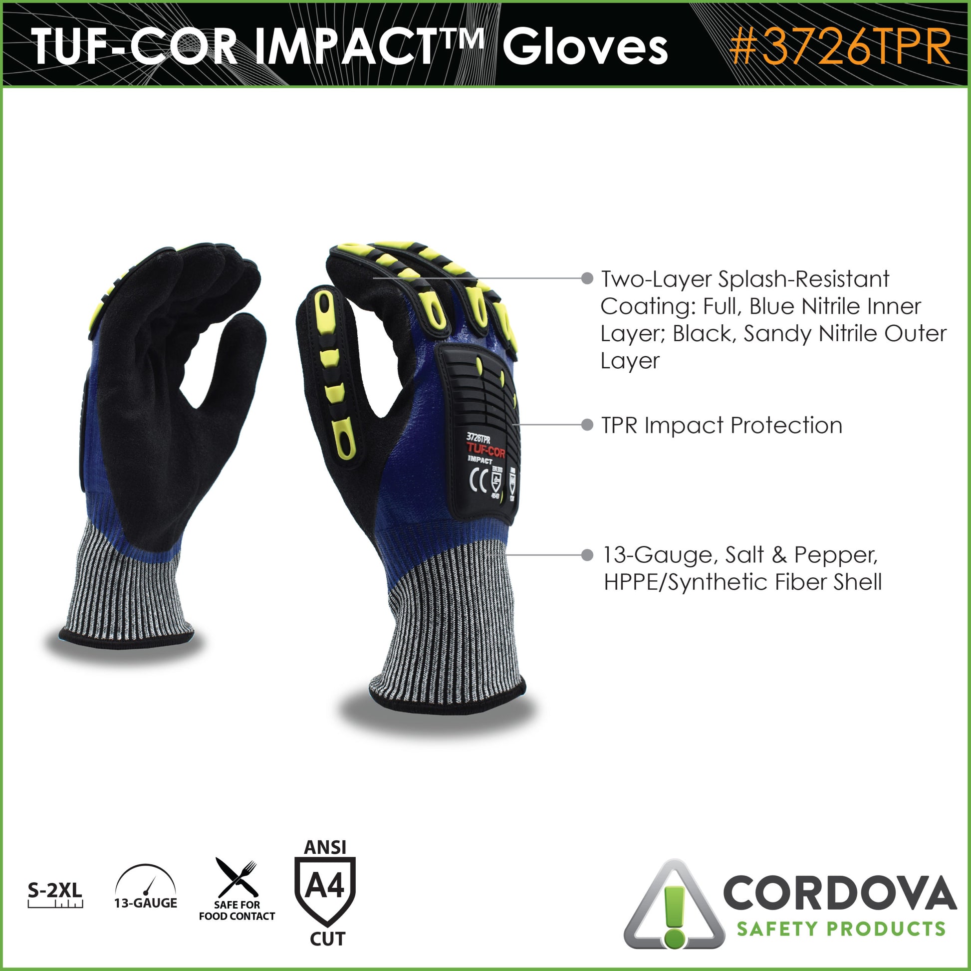 Cordova Tuf-cor™ Impact, 13-gauge HPPE/glass #3726TPR - 3726TPRS image 2