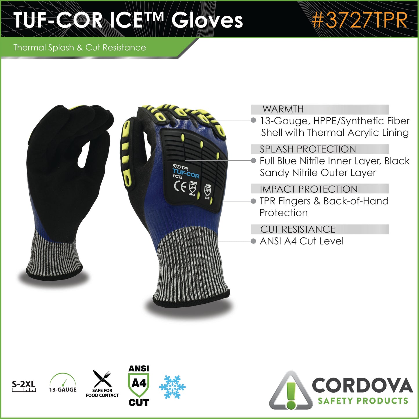 Cordova Tuf-cor™ Ice, Two-ply Shell: 13-gauge #3727TPR - 3727TPRS image 2