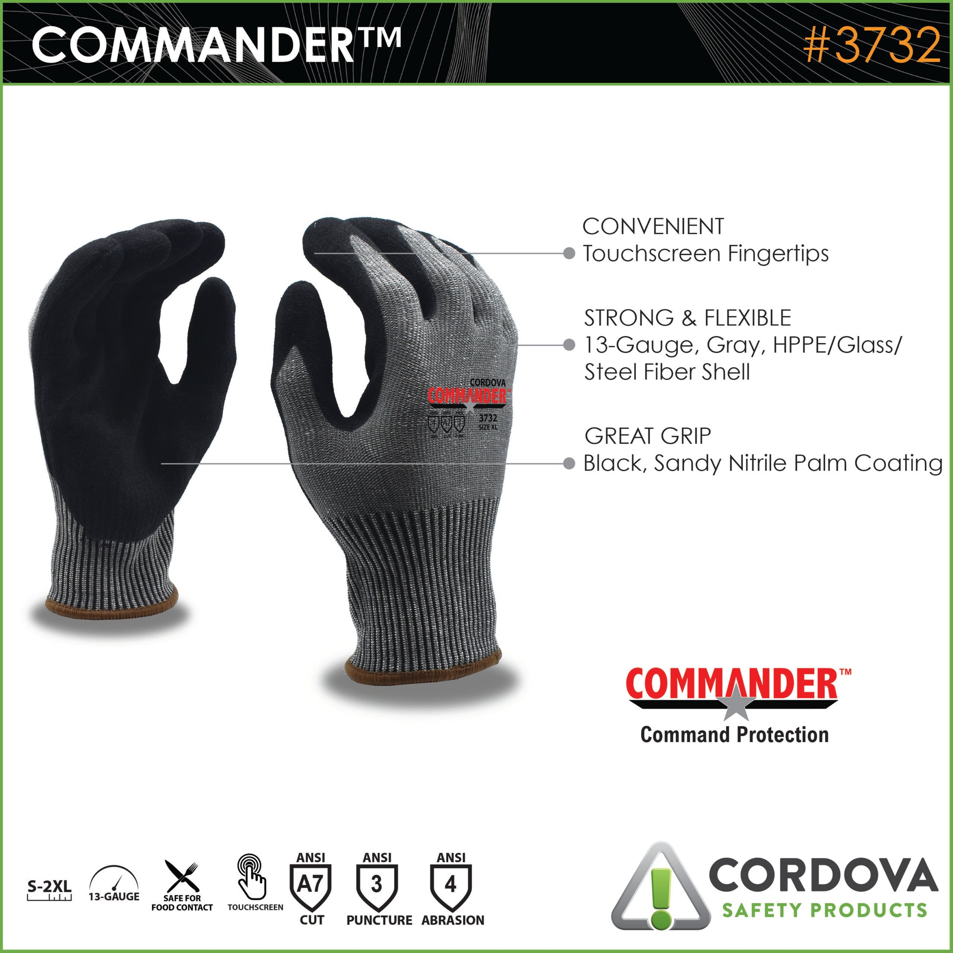 Cordova Commander™ Gray, 13-gauge HPPE/glass/ #3732 - 3732XS image 5