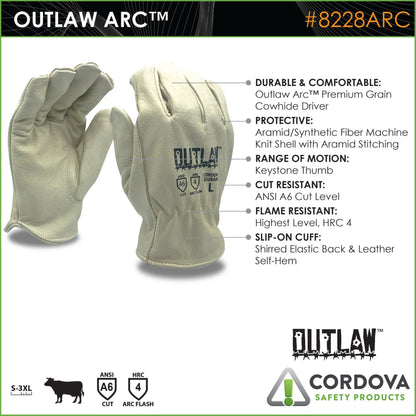 Cordova Outlaw Arc™ Premium Grain Cowhide Dri #8228ARC - 8228ARCS image 2