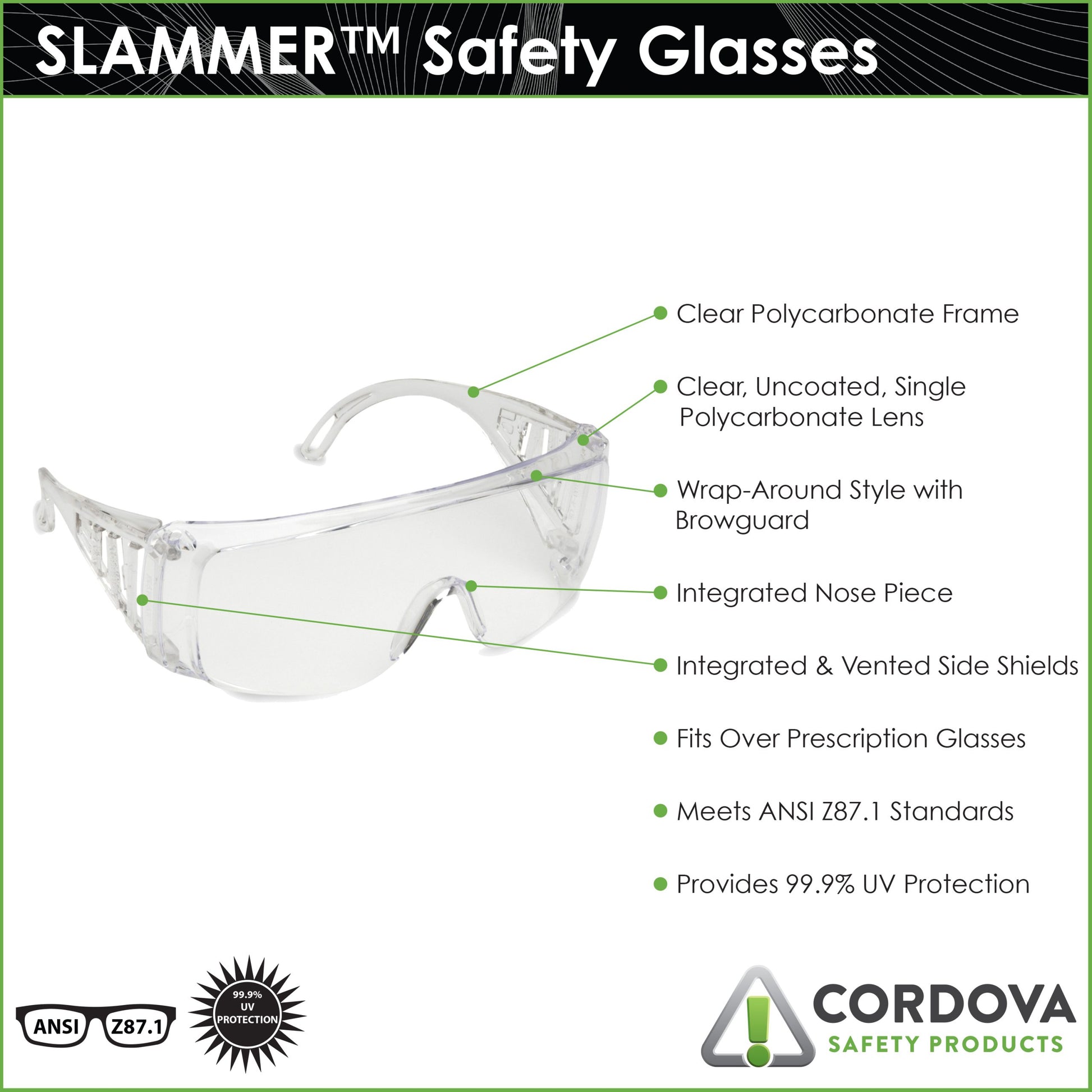 Cordova Slammer™ Clear Lens, Vented Clear Fra #EC10SH image 3