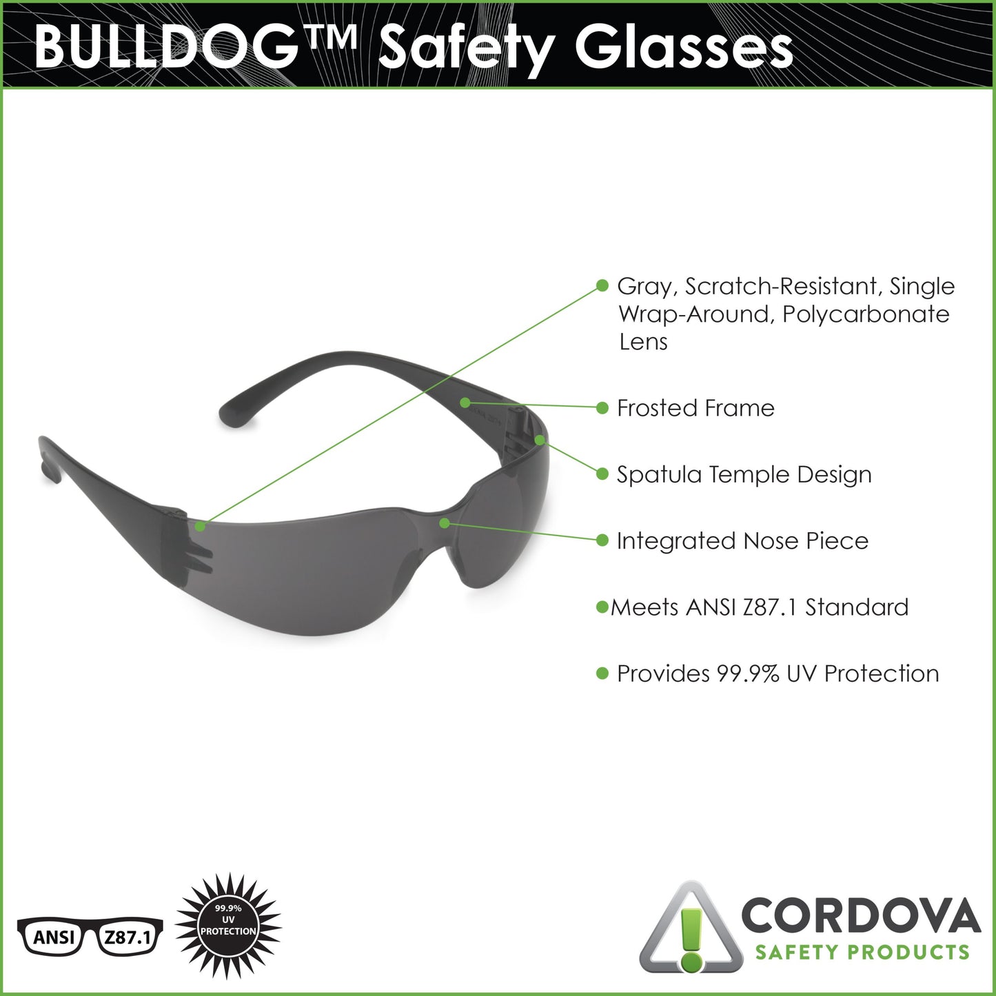 Cordova Bulldog™ Black Frame, Gray Lens #EHB20S image 8