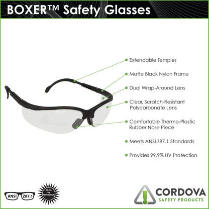 Cordova Boxer™ Black Frame, Clear Lens, Exten #EKB10S image 6