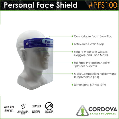 Cordova Protective Face Shield, Anti-fog, Polyet #PFS100 image 2