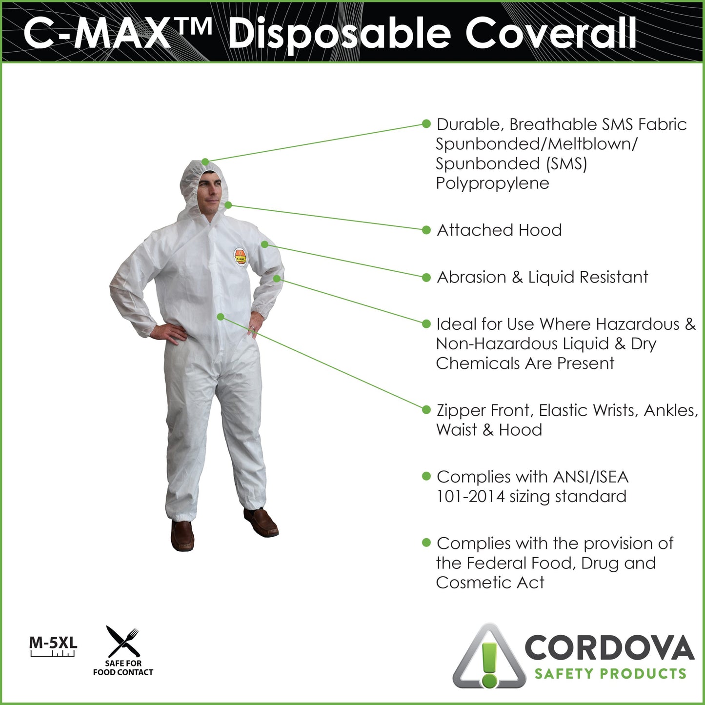 Cordova C-max™ White SMS Coverall With Hood #SMS3002XL image 3