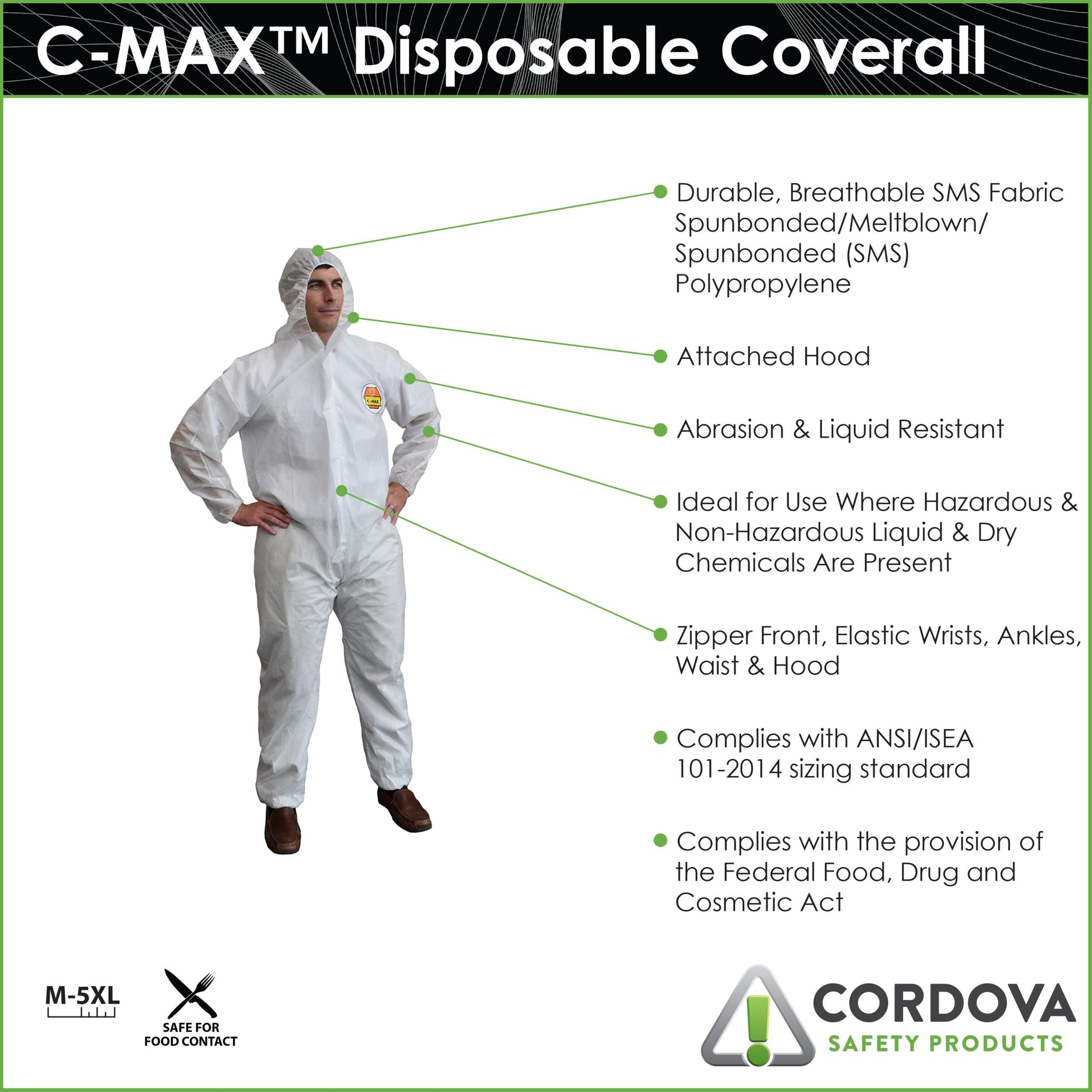 Cordova C-max™ White SMS Coverall With Hood #SMS3002XL image 3