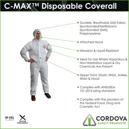Cordova C-max™ White SMS Coverall With Hood #SMS3002XL image 3