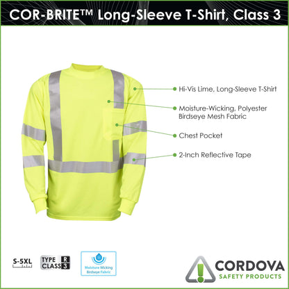 Cordova Class 3 Lime Birdseye Mesh Fabric T-shir #SPV511 - SPV511L image 4