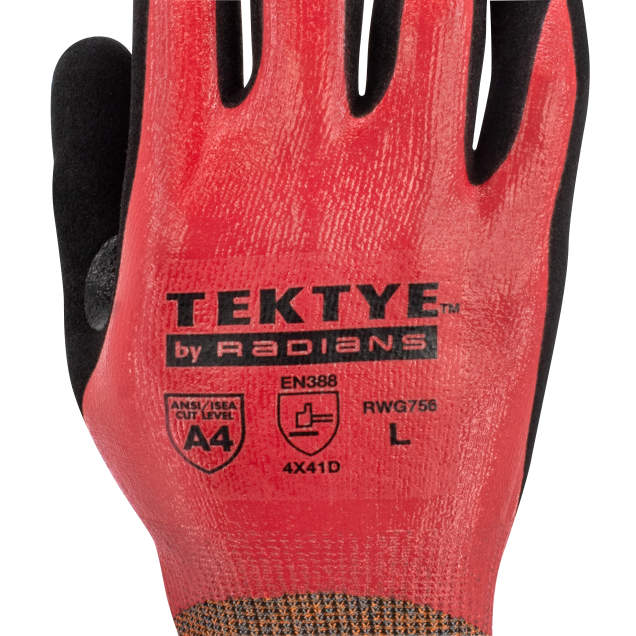 Radians RWG756 TEKTYE® Nitrile Reinforced Thumb A4 Cut Protection Glove