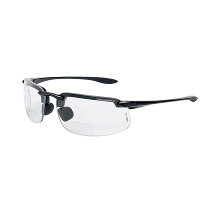 Crossfire ES4-MAG - ES4 Magnifier Safety Eyewear - Matte Black Frame - Bronze Lens - 2.5 Diopter - Pearl Gray / Clear