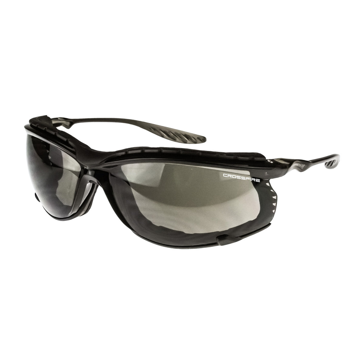 Crossfire 24SEVEN-FOAM - 24Seven® Foam Lined Safety Eyewear - Crystal Black Frame - Smoke Anti-Fog Lens - Crystal Black / Smoke AF