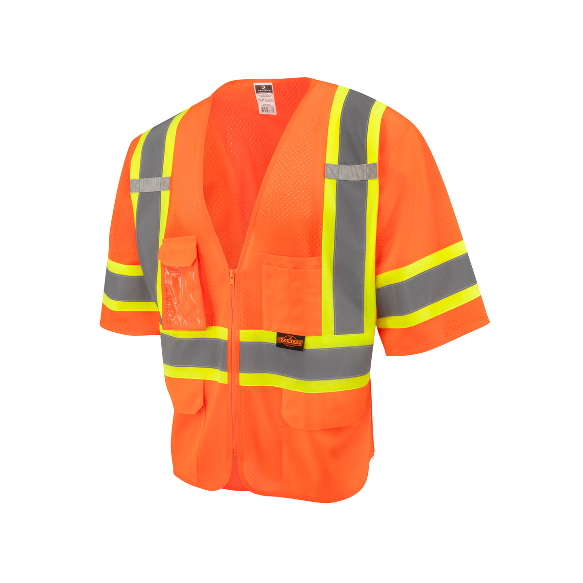 Radians SV232-3 - Two Tone Surveyor Type R Class 3 Mesh Safety Vest with Dual Side Zippers - Hi-Vis Orange