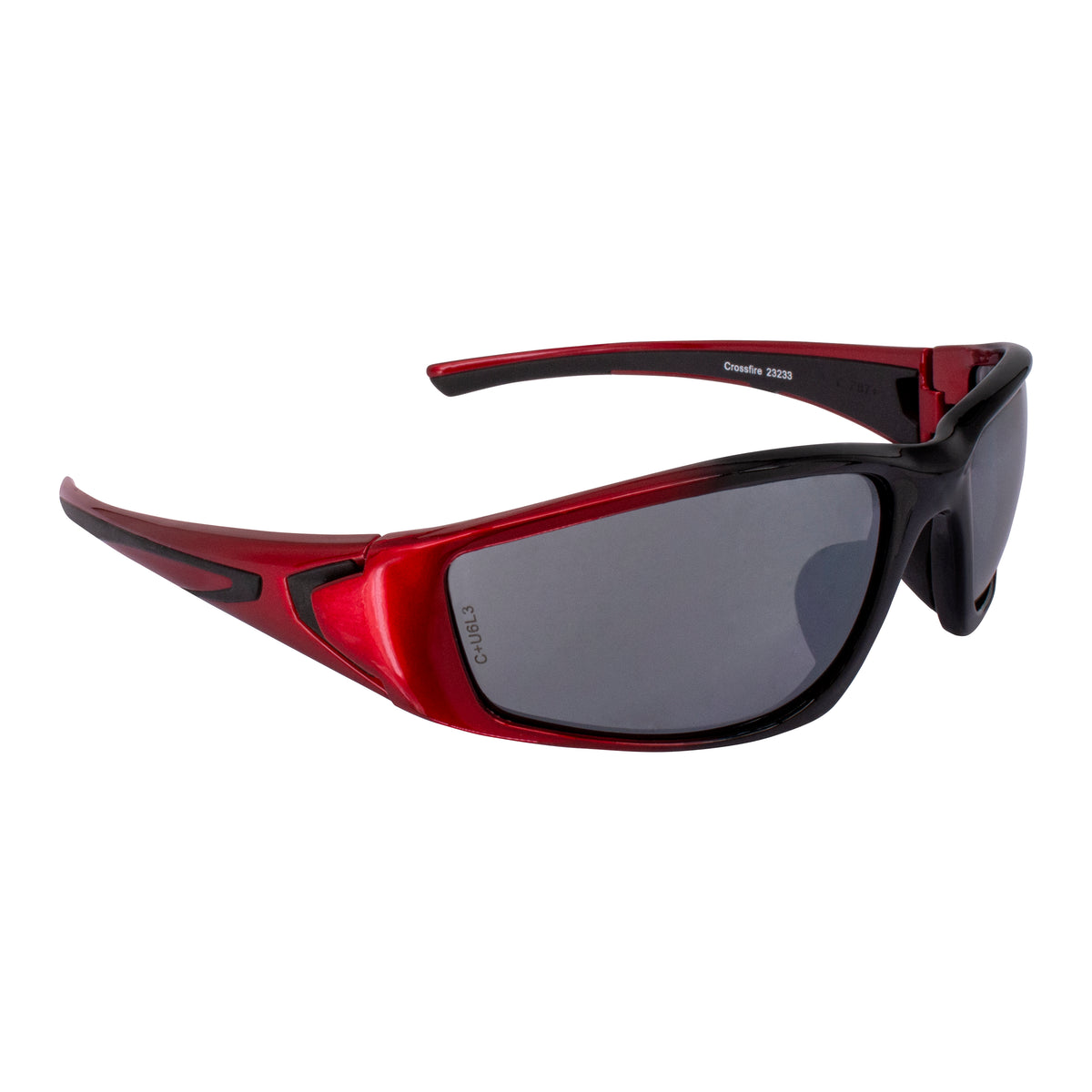 Crossfire RPG - Premium Safety Eyewear - Burnt Orange Frame - Demi-Copper Mirror Lens - Shiny Black / Pearl Red / Silver Mirror