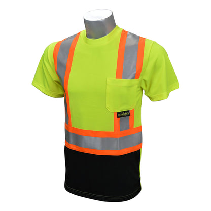 Radians ST11BX - Type R Class 2 Black Bottom T-Shirt X-Back - Hi-Vis Green / Black