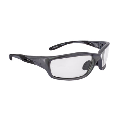 Crossfire INFINITY - Premium Safety Eyewear - Crystal Black Frame - Smoke Lens - Shiny Pearl Gray / Clear