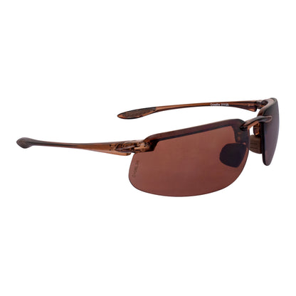 Crossfire ES4 - Premium Safety Eyewear - Crystal Black Frame - Polarized Silver Mirror Lens - Crystal Brown / HD Brown Flash Mirror