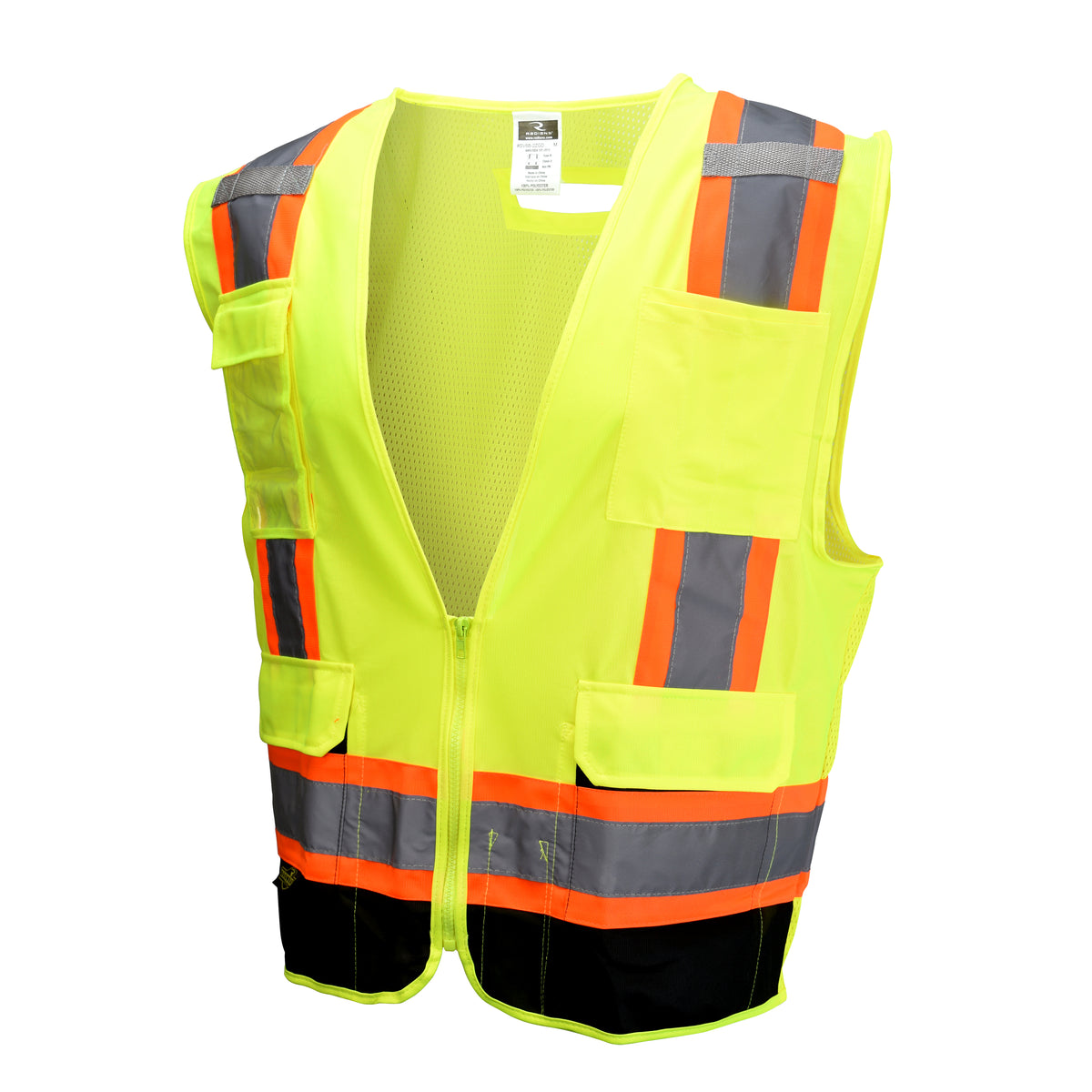 Radians SV6B-2 - SV6B Two Tone Surveyor Type R Class 2 Solid Front Mesh Back Safety Vest - Hi-Vis Green / Black