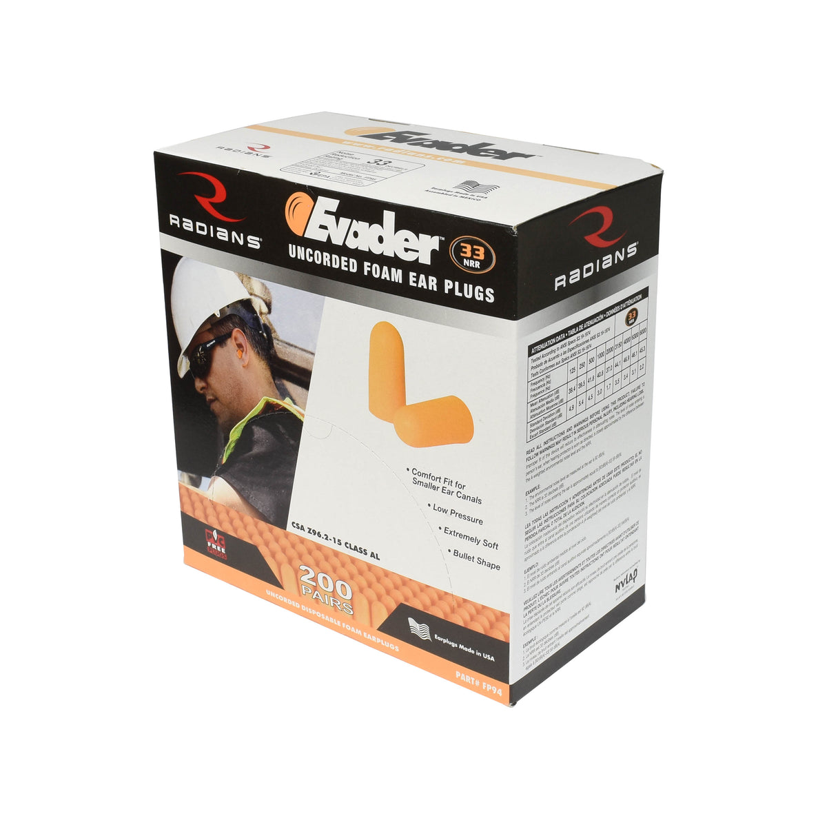 Radians FP94 - EVADER® 33 Disposable Foam Earplugs - Uncorded - additional view