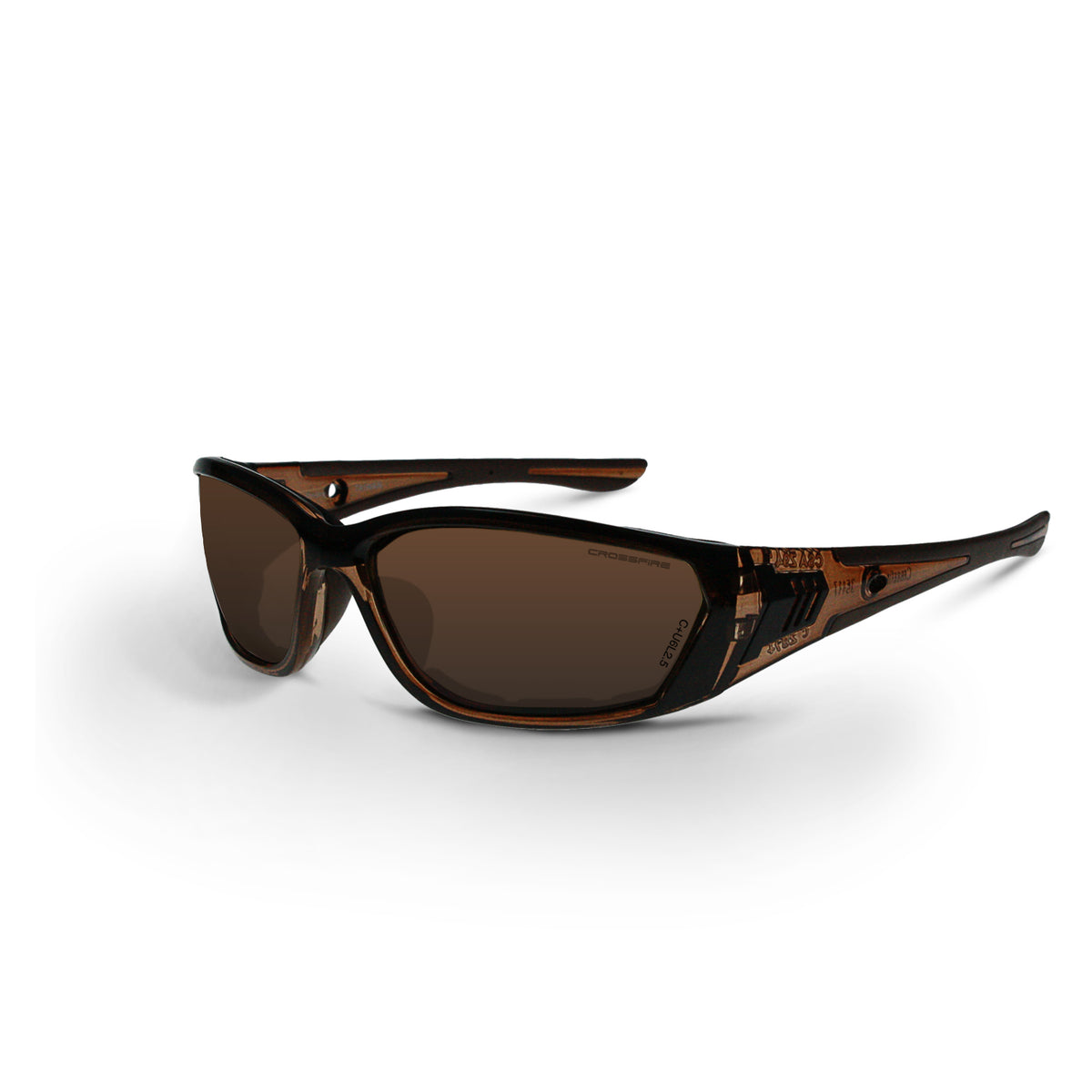 Crossfire 710 - Foam Lined Safety Eyewear - Crystal Black Frame - Smoke Anti-Fog Lens - Crystal Brown / Brown AF