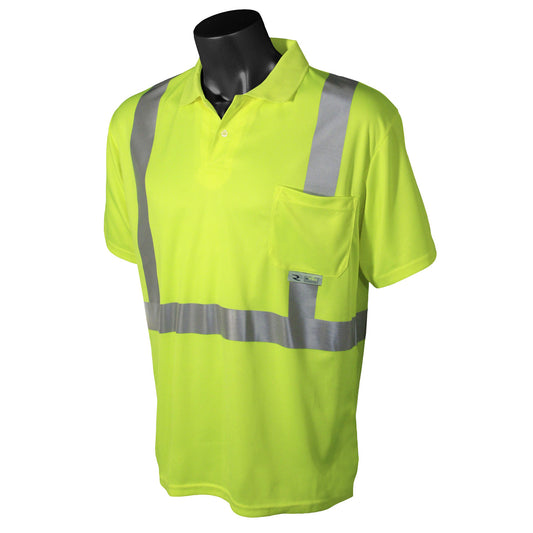 Radians ST12 - Class 2 High Visibility Safety Short Sleeve Polo Shirt - Hi-Vis Green