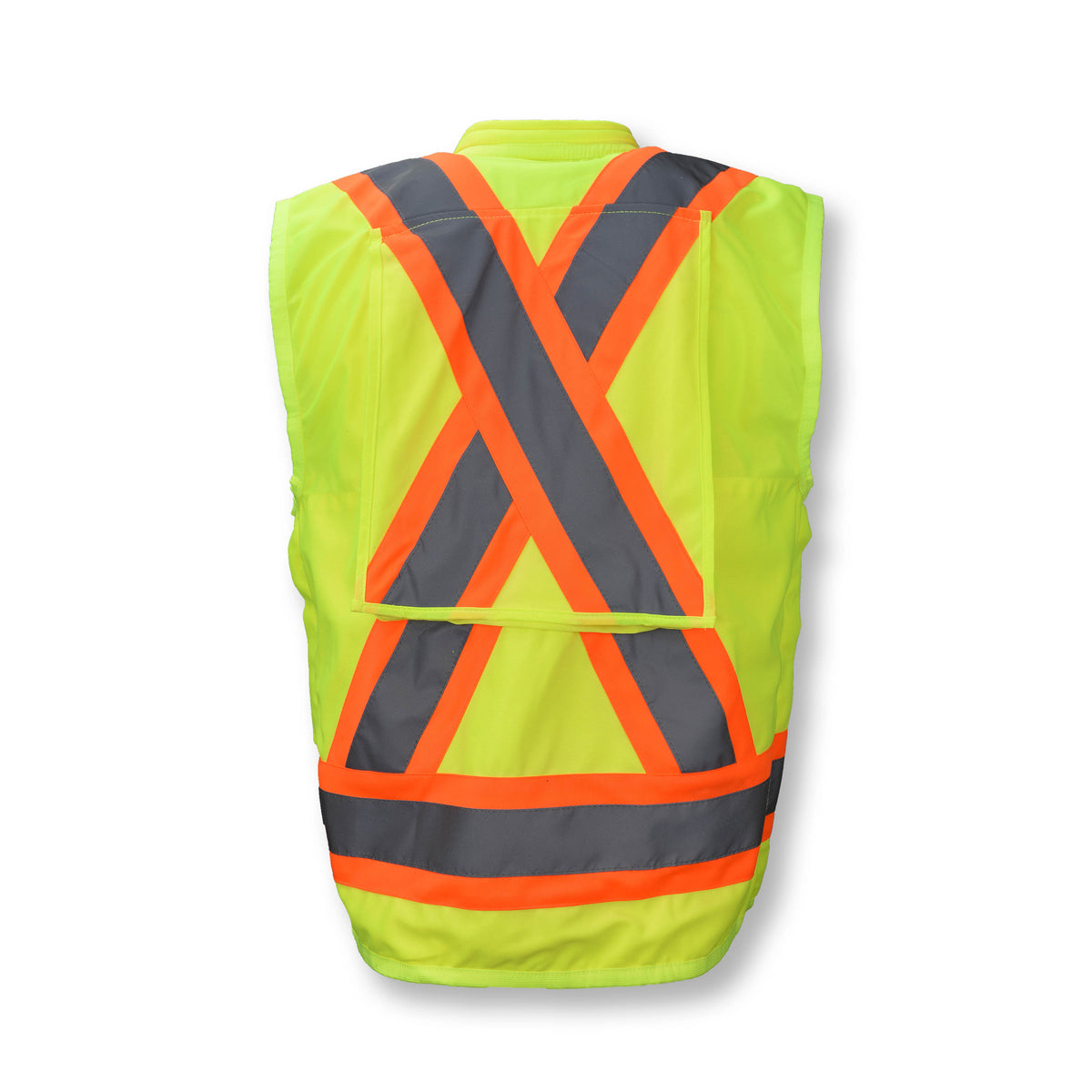 Radians SV030X-2 - Heavy Duty 10-Pocket Cruiser Vest with Back Pouch X-Back - Hi Vis Green - additional view