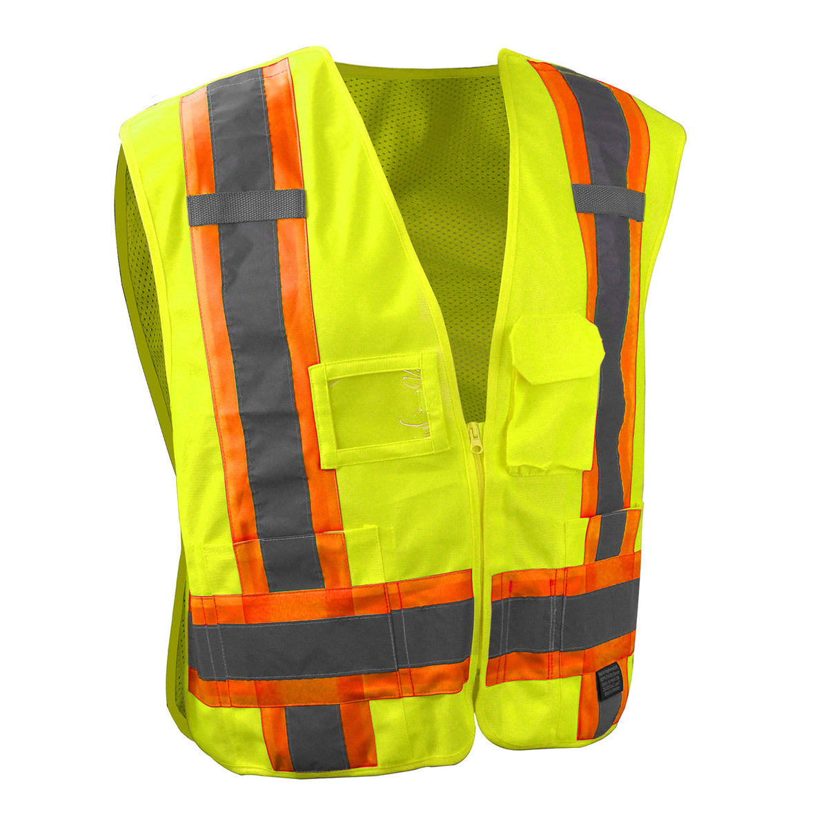 Radians SV020X-2 - Heavy Duty 7-Pocket Tear Away Cruiser Vest X-Back - Hi Vis Green - Hi-Vis Green