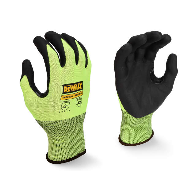 DEWALT DPG833 Hi-Vis Touchscreen Micro Foam Nitrile A2 Cut Glove