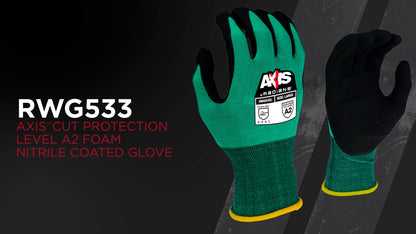 Radians RWG533 AXIS™ Cut Protection Level A2 Foam Nitrile Coated Glove