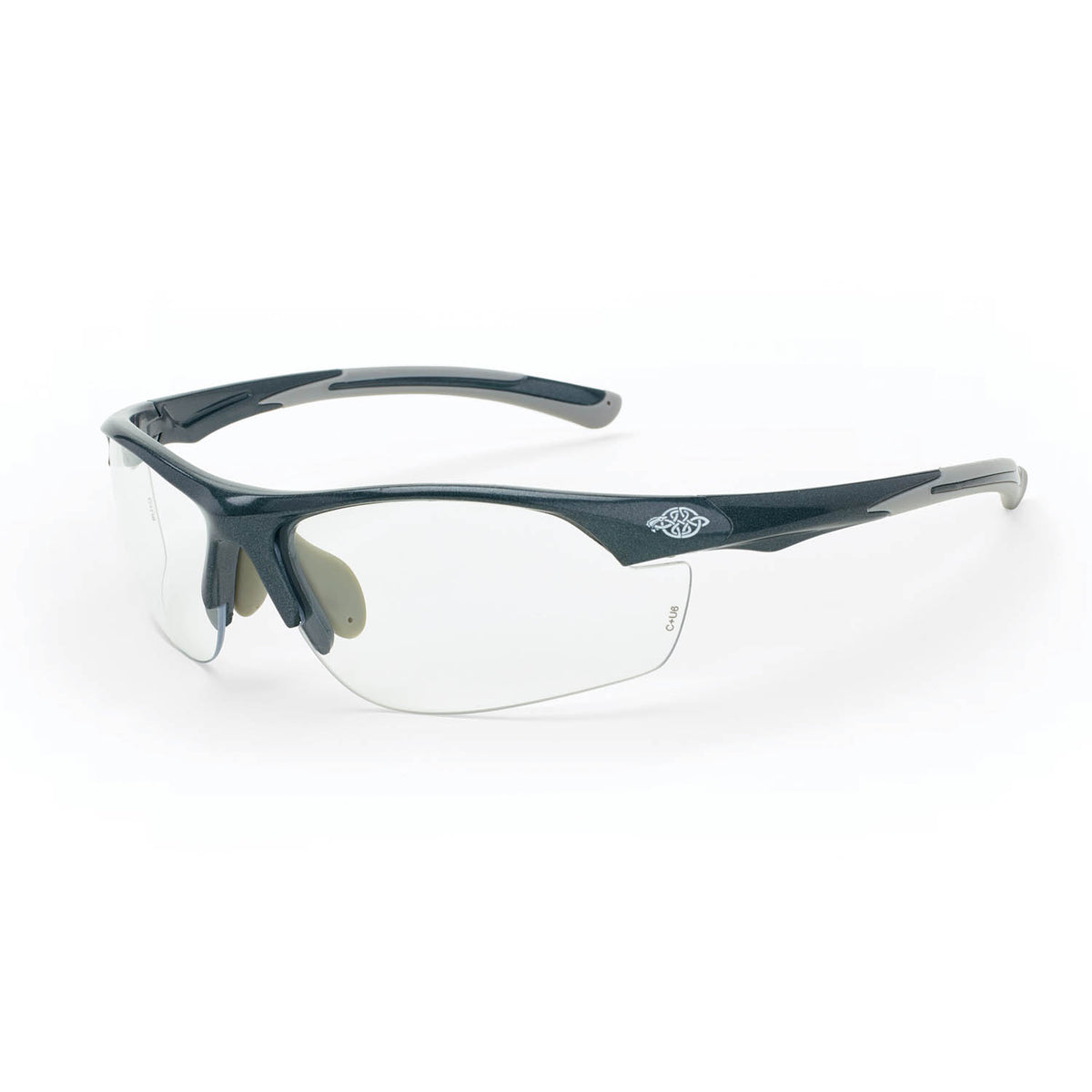 Crossfire AR3 - Premium Safety Eyewear - Crystal Black Frame - Super Dark Smoke Lens - Shiny Pearl Gray / Clear