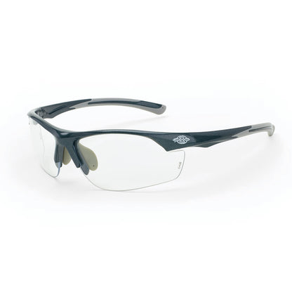 Crossfire AR3 - Premium Safety Eyewear - Crystal Black Frame - Super Dark Smoke Lens - Shiny Pearl Gray / Clear