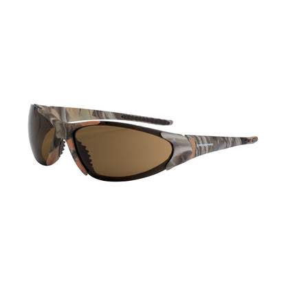 Crossfire CORE - Premium Safety Eyewear - Matte Black Frame - Smoke Lens - Woodland Brown Camo / HD Brown