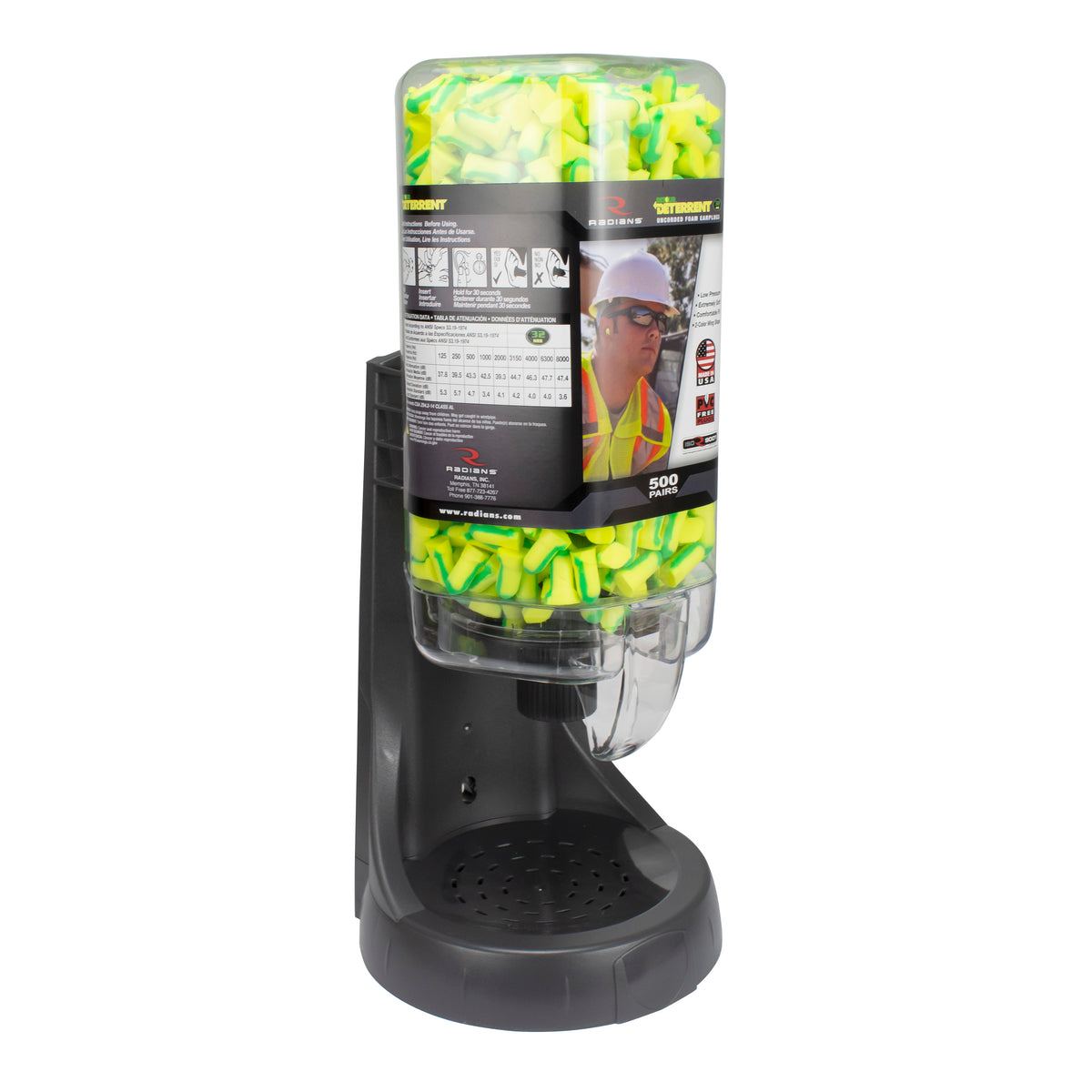 Radians FPD-500L34 - Refillable Dispenser with Deterrent® FP34 Plugs - 500 Pair - additional view