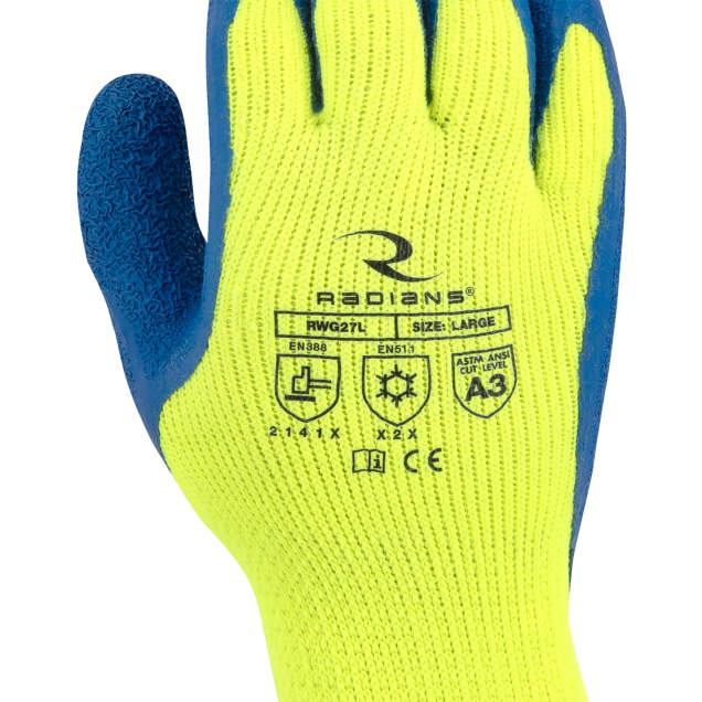 Radians RWG27 Cut Protection Level A3 Dipped Winter Gripper Glove