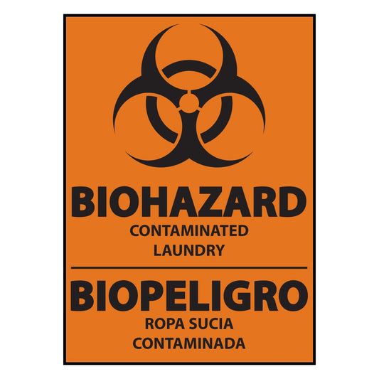 ZING 10054S Sign, Bilingual Biohazard Laundry, 10 x 7 in Ad