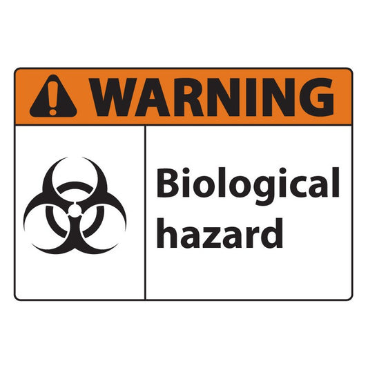 ZING 10059 Sign, Warning Biological Hazard, 7 x 10 in Plastic