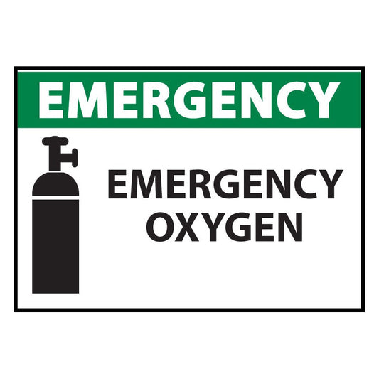 ZING 10082A Sign, Emergency Emergency Oxygen, 7 x 10 in Aluminum