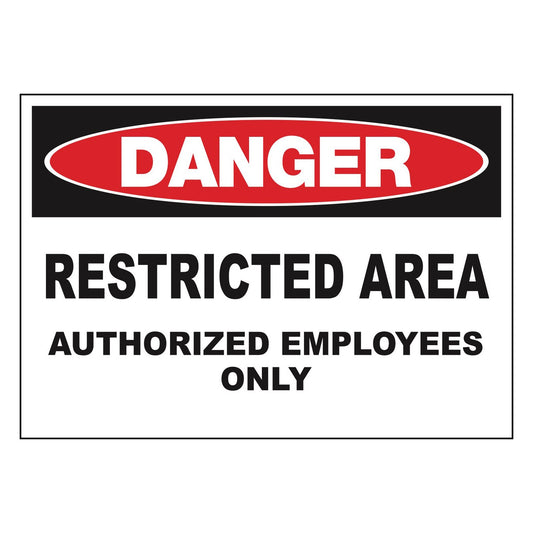 ZING 10110 Sign, Danger Restricted Area, 7 x 10 in, plastic