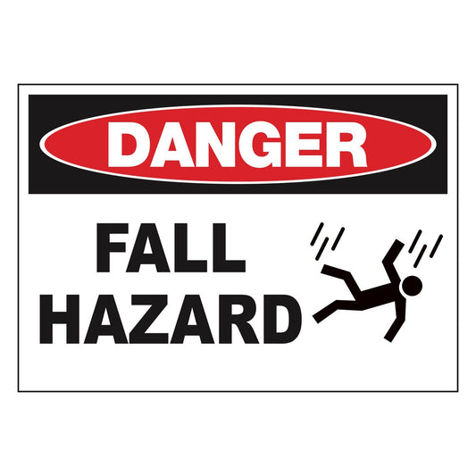 ZING 10114A Sign, Danger Fall Hazard, 7 x 10 in, aluminum