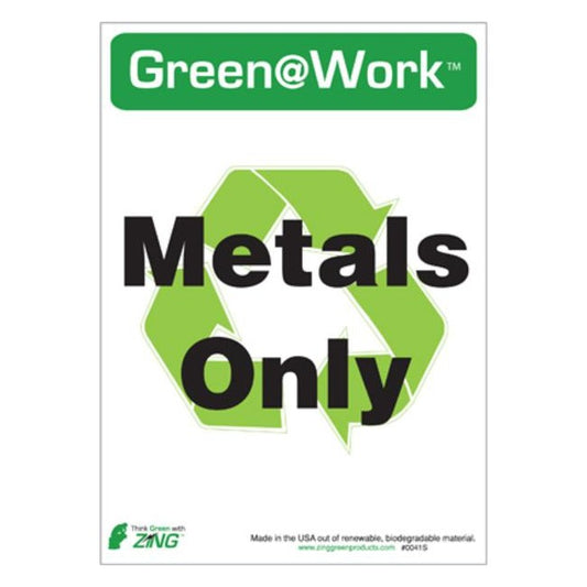 ZING 1041S Metals Only Recycle Eco Label 7 x 10 in