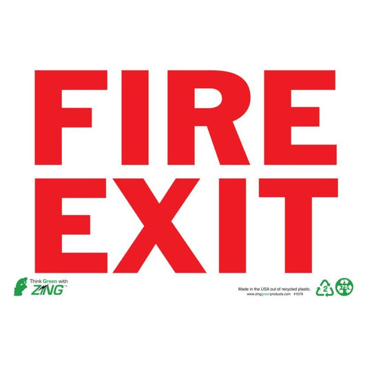 ZING 1079 Sign, Fire Exit, 7 x 10 in, Plastic