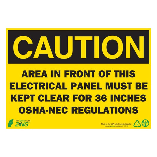 ZING 1145A Sign, Caution Electrical Panel, 7 x 10 in, Aluminum