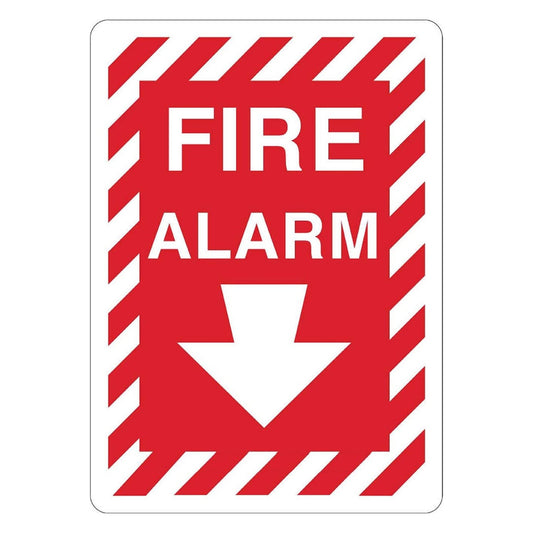 ZING 1891A Sign, Fire Alarm, Down Arrow, 7 x 10 in, Aluminum