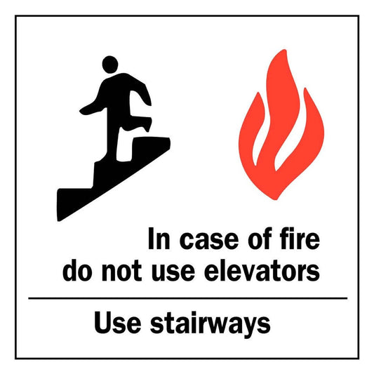 ZING 1896A Sign, In Case Of Fire-Elevators, 7 x 10 in, Aluminum